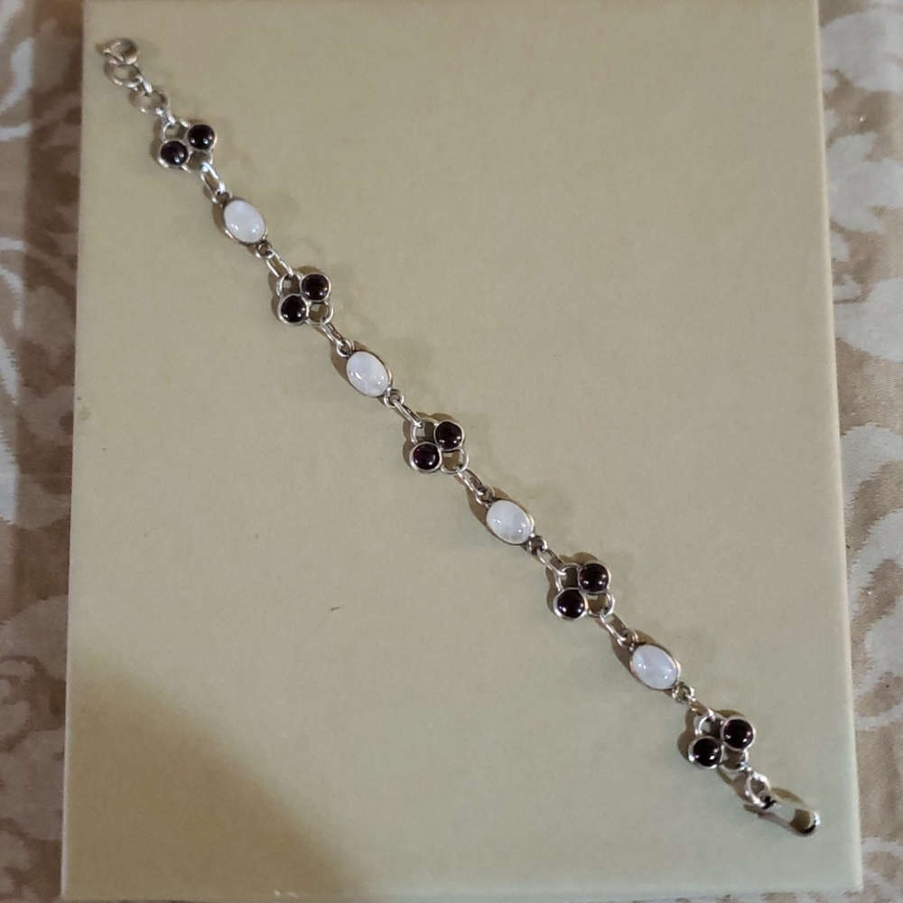 Ruby & Moonsone Sterling Silver Bracelet - image 2